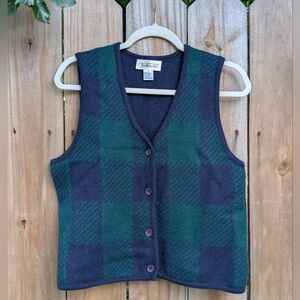 Vintage Talbot's women's Navy and Green Tartan Plaid Wool Vest